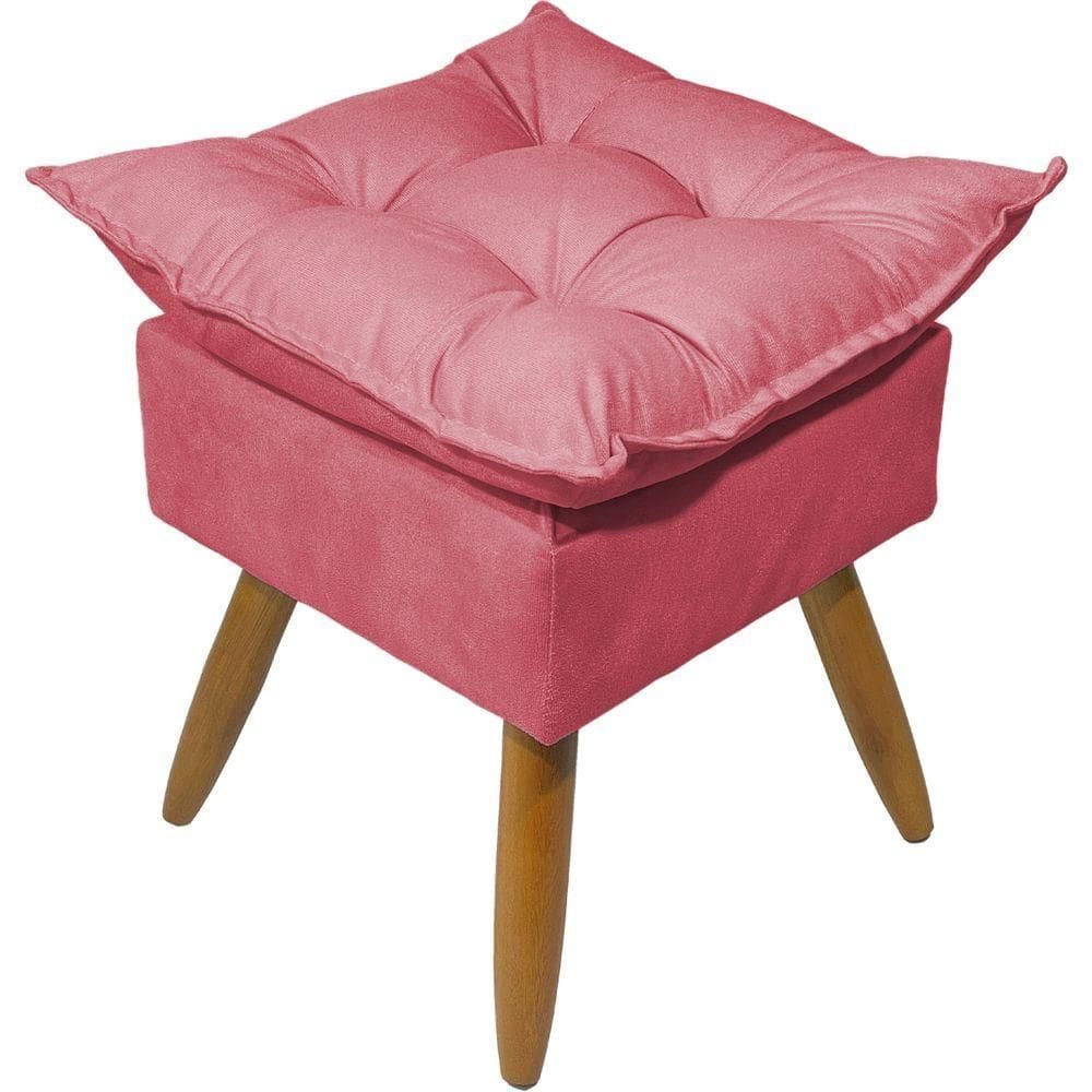 Puff Decorativo Quadrado Para Sala Quarto Penteadeira Recepção Alice Pé Palito Castanho Suede