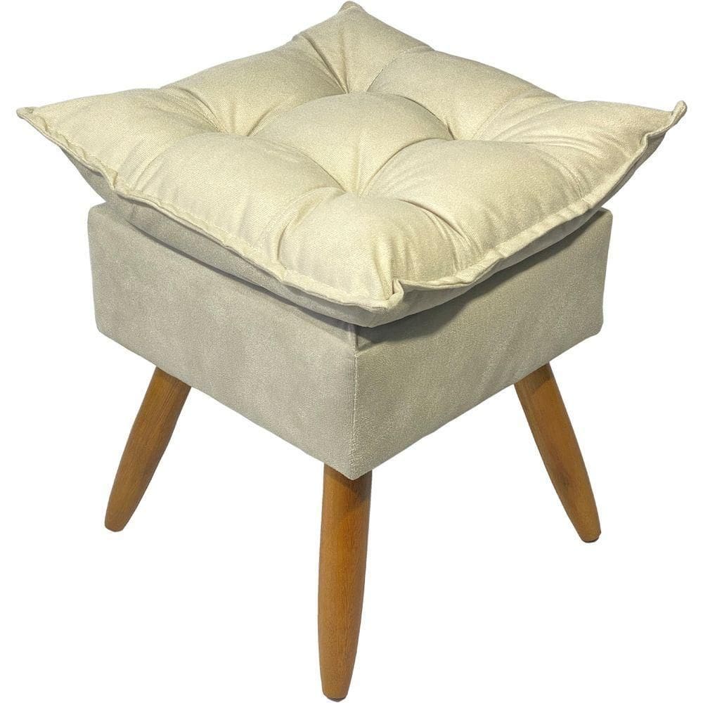 Puff Decorativo Quadrado Para Sala Quarto Penteadeira Recepção Alice Pé Palito Castanho Suede