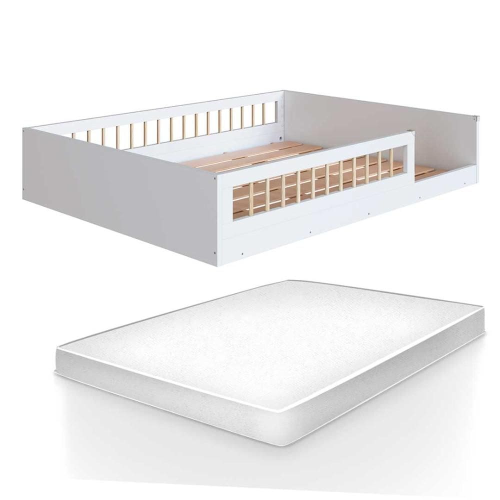 Cama Com Colchão Casal Montessoriana Infantil Proteção Lateral Affetto