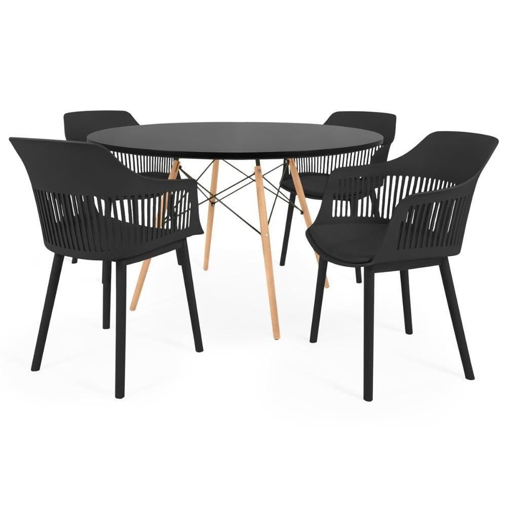Conjunto Mesa De Jantar Redonda Eiffel 4 Cadeiras Marcela