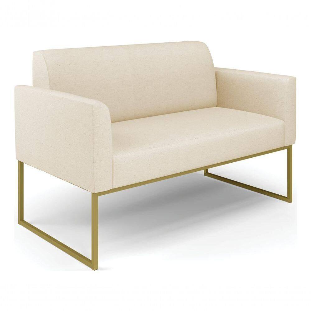 Sofá Namoradeira Base Industrial Dourado Marisa Linho D03 - D?rossi Cor A19 Grosso Bege