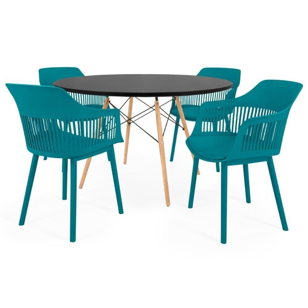 Conjunto Mesa De Jantar Redonda Eiffel 120cm 4 Cadeiras