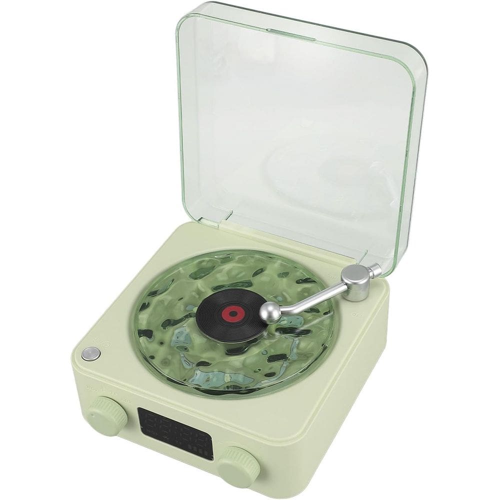 Caixa de Som Vitrola Toca Disco Vinil Bluetooth Cartao Tf USB Recarregavel Luz Led Musica Iluminaçao