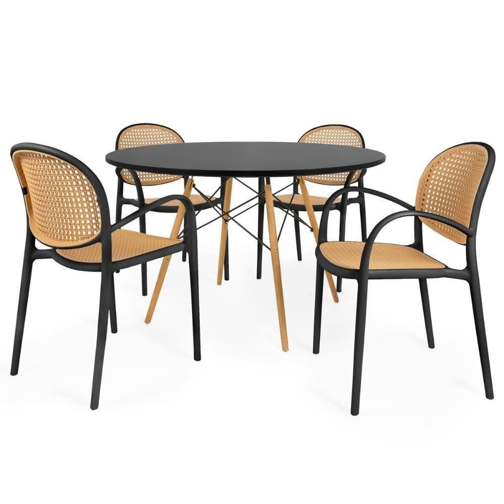 Conjunto Mesa De Jantar Redonda Eiffel 120cm 4 Cadeiras