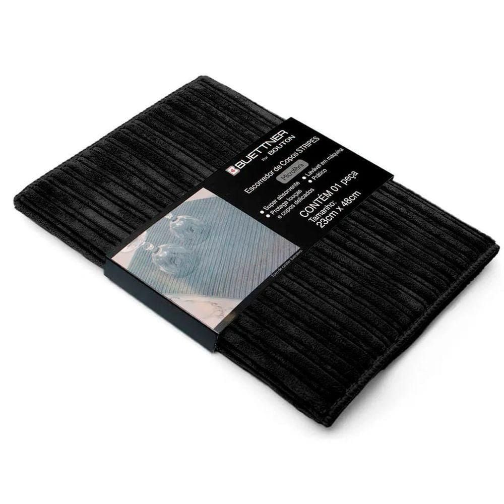 Escorredor De Copos Buettner Microfibra 80% Poliéster/20% Poliamida Cooking Stripes 23cm X 48cm Preto