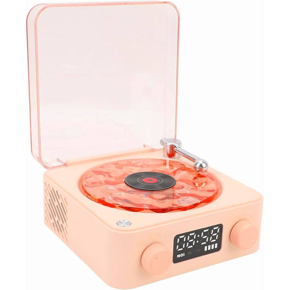 Caixa de Som Disco Vinil Vitrola Bluetooth Cartao TF Recarregavel Portatil Usb Luzes Led Musica