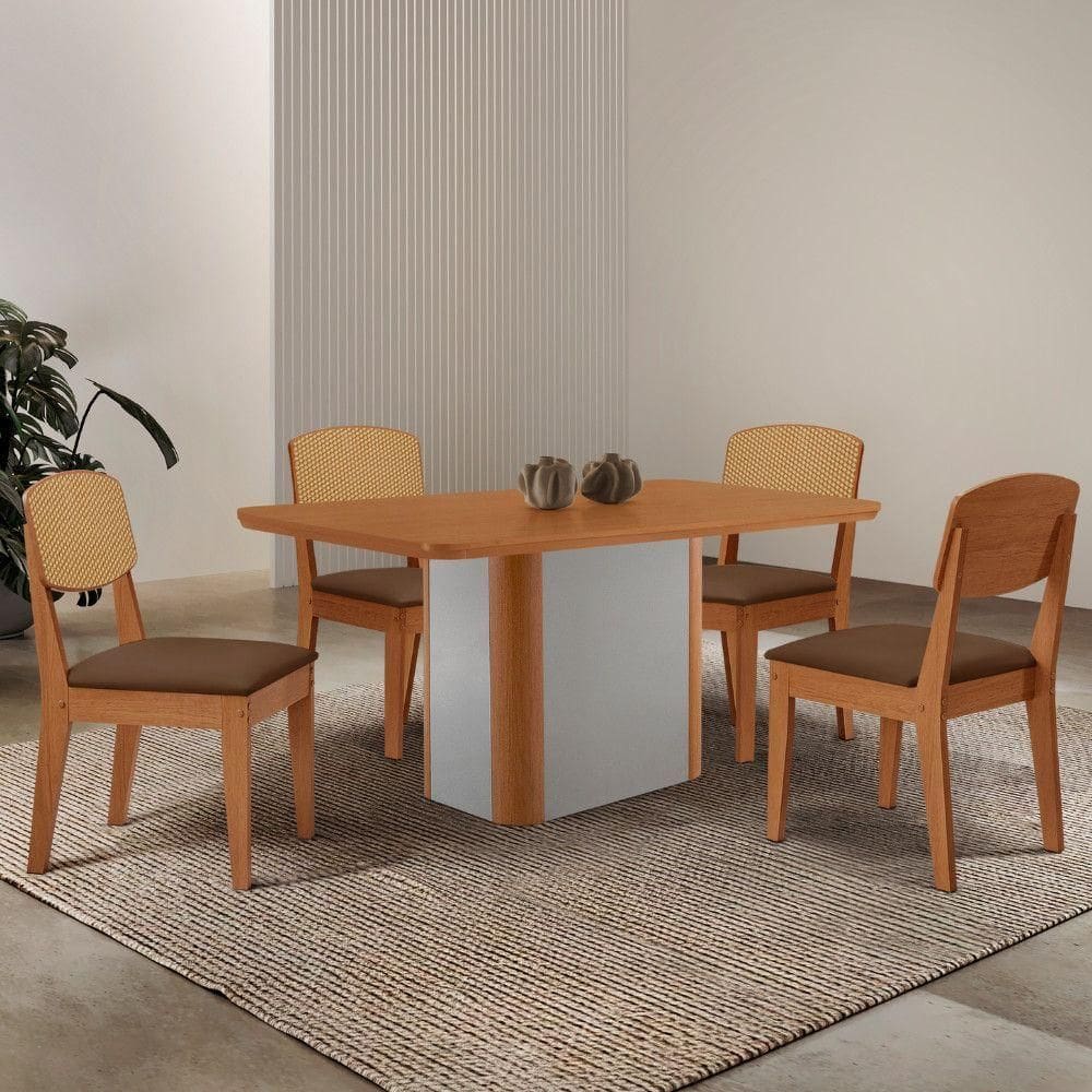 Mesa De Jantar Isadora 120cm Tampo Mdf Laminado Veludo Marrom//off White