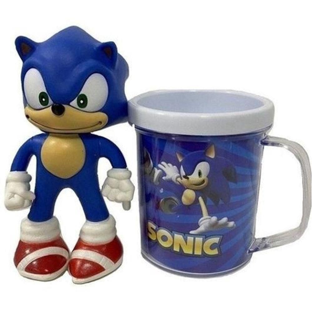 Kit Sonic The Hedgehog Caneca + Boneco 16cm