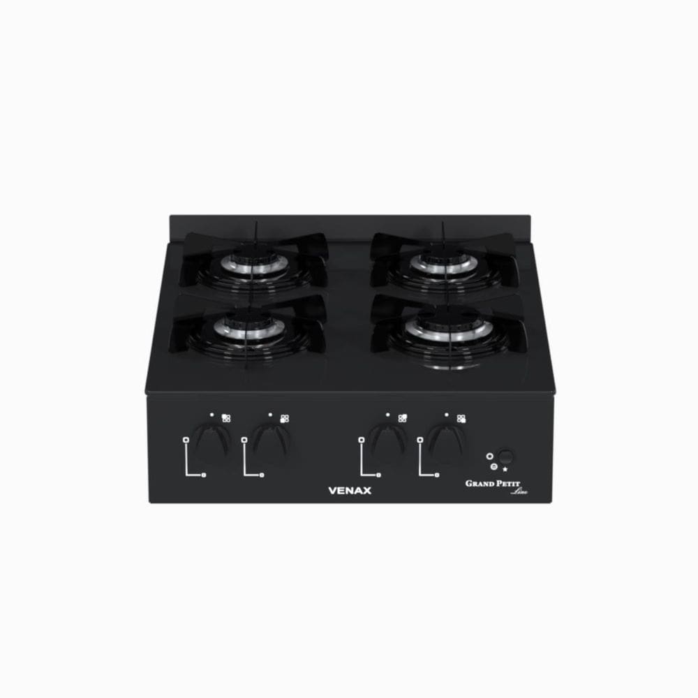Fogao de Mesa 4 Bocas Venax Grand Petit Line Preto Gas Glp