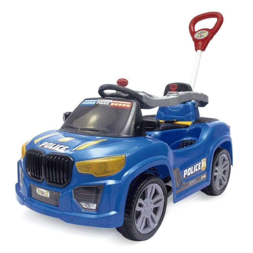 Carrinho Passeio Infantil Bm Car Police Azul Seguro Haste