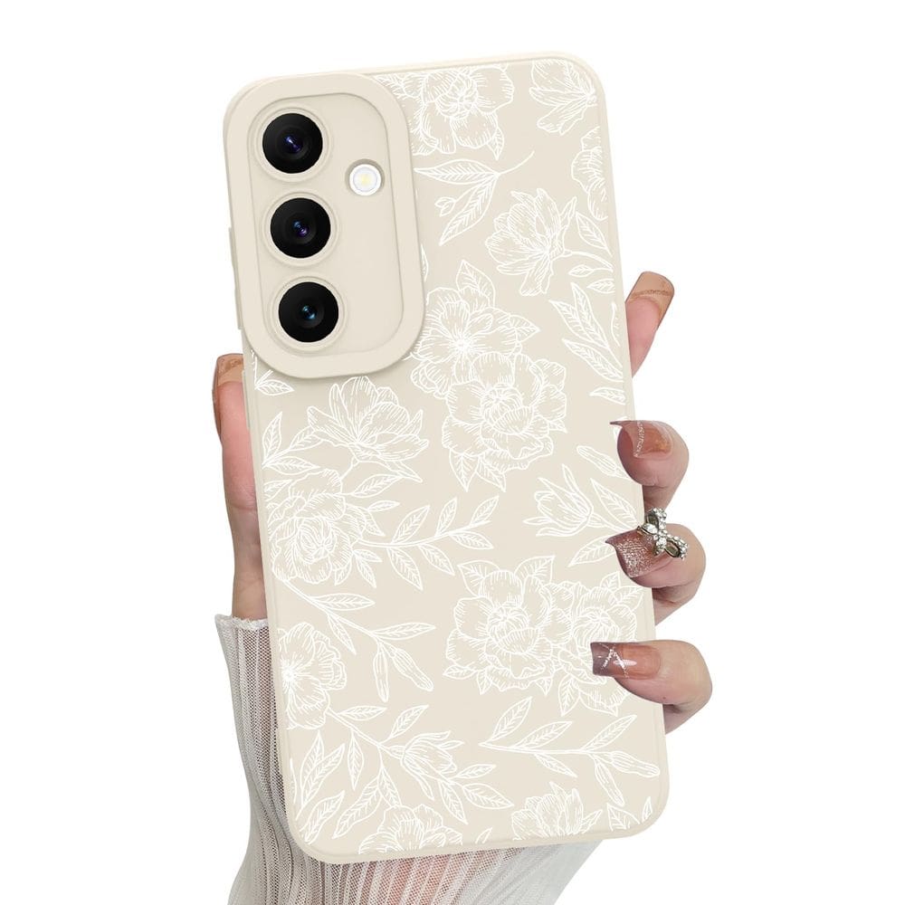 Capa de telefone MZELQ Silicone Floral Samsung Galaxy S24 Fe -Branca