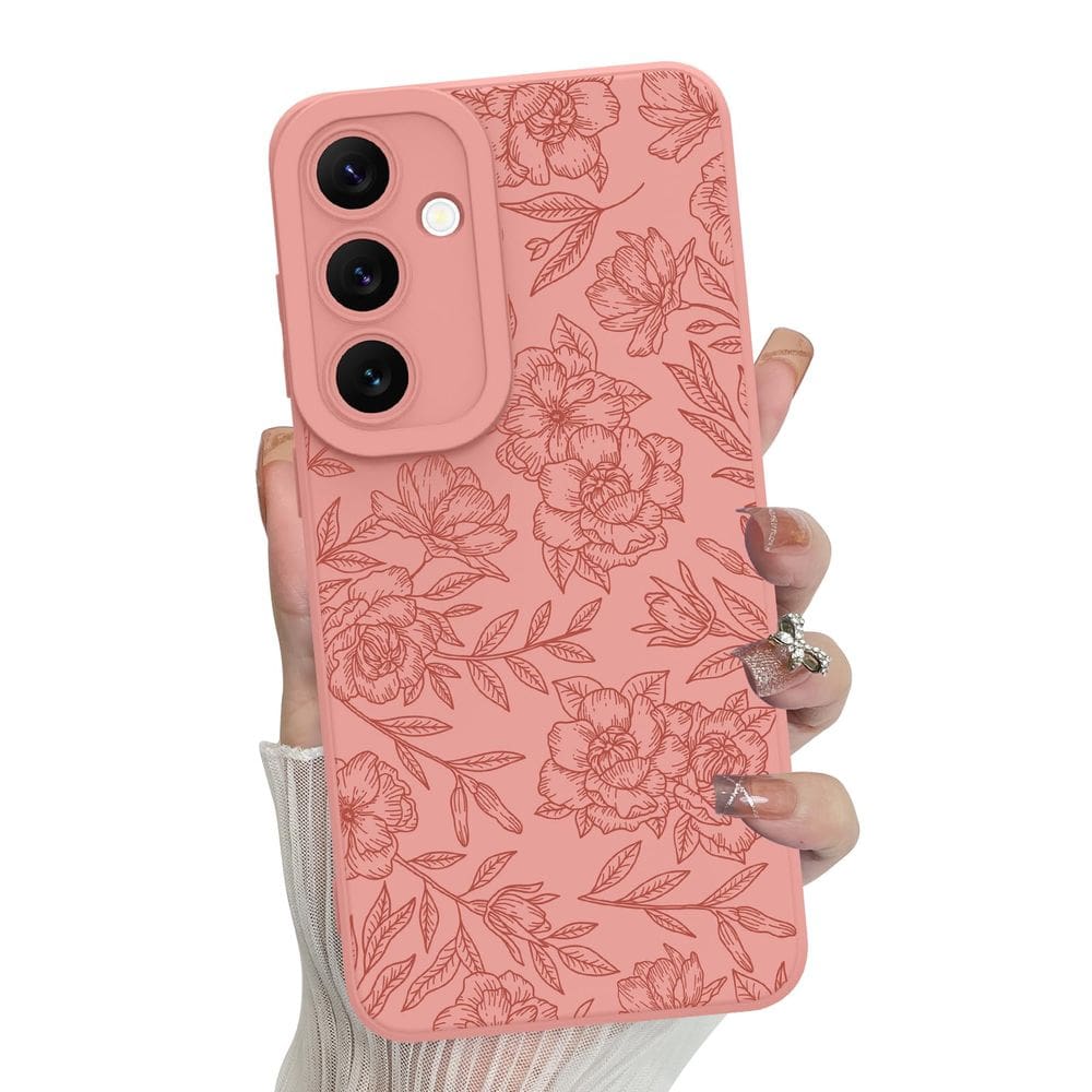 Capa de telefone MZELQ Silicone Floral Samsung Galaxy S24 Fe -Rosa