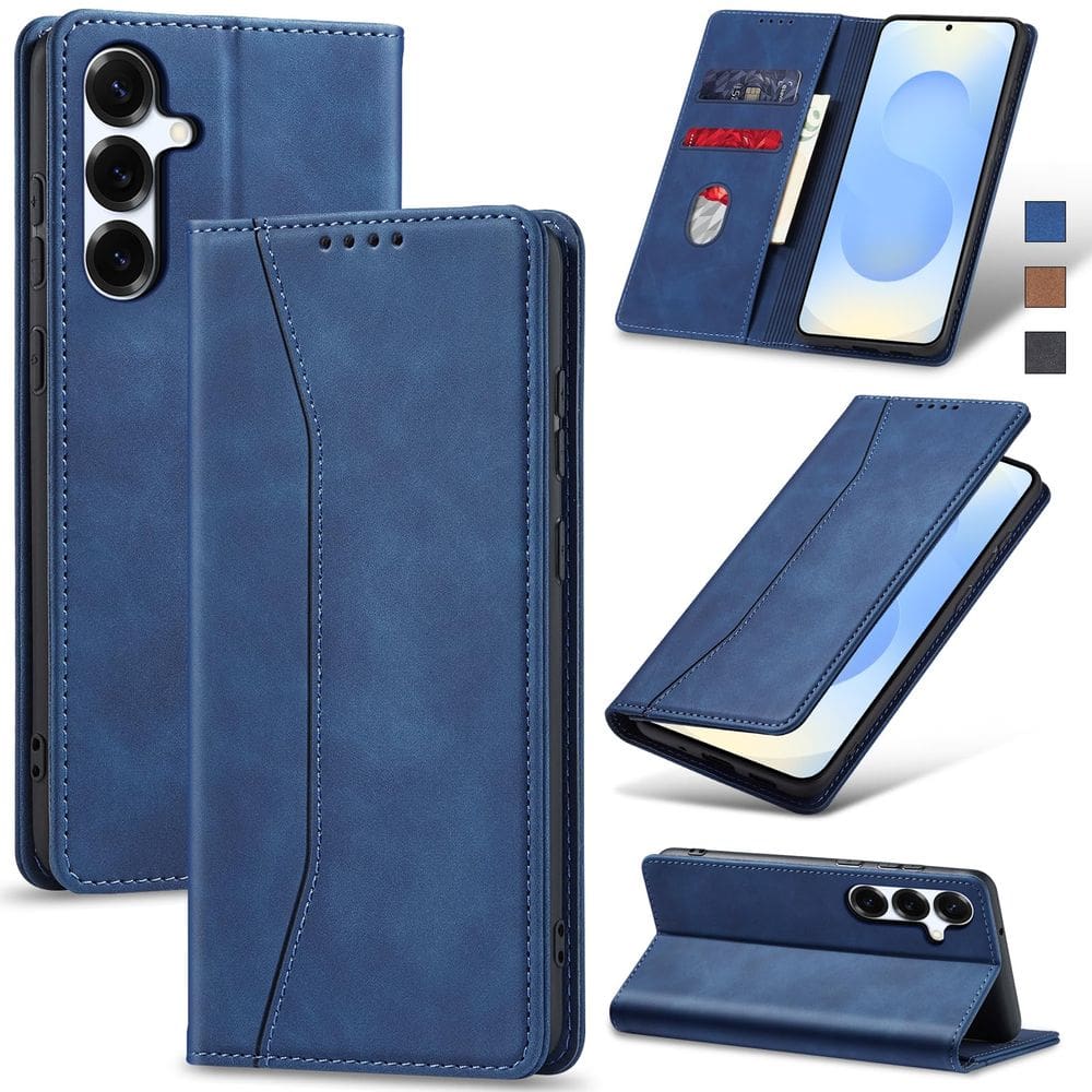Capa tipo carteira Jasonyu Flip para Samsung Galaxy S25 azul