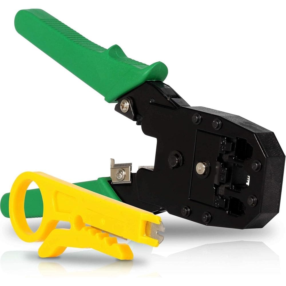 Alicate de Crimpar RJ45 RJ12 RJ11 Terminal com Descascador Lamina de Corte e Desencapador Cabo de Rede Internet Lan