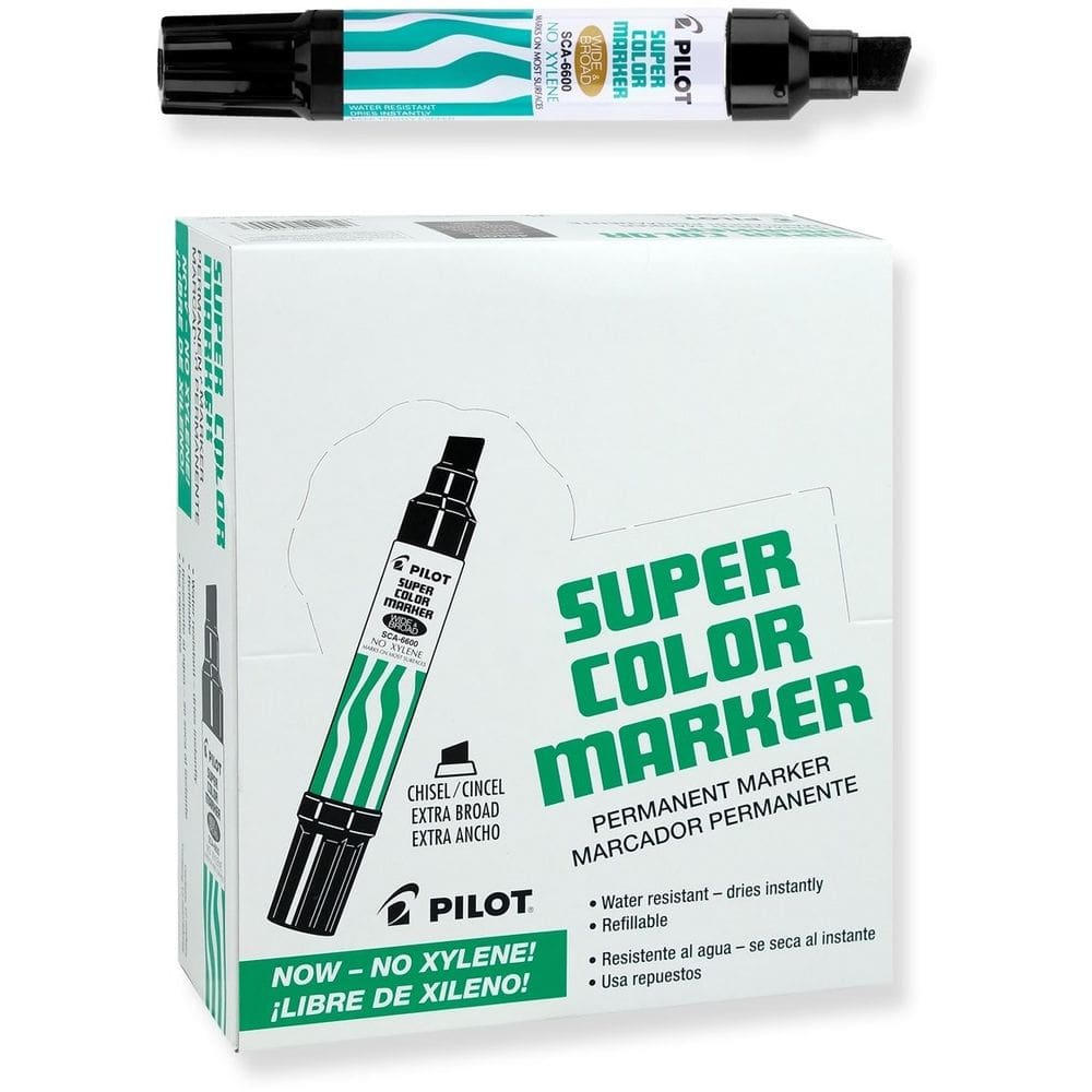 Marcadores permanentes PILOT Super Color Jumbo, pacote com 12 tintas pretas