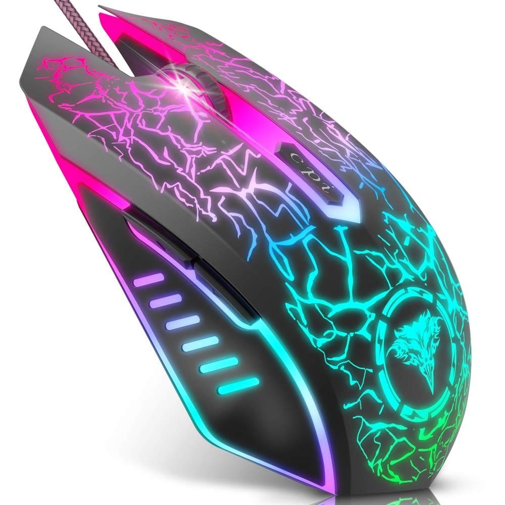 Mouse para jogos BENGOO Wired Ergonômico RGB 3600 DPI - Preto