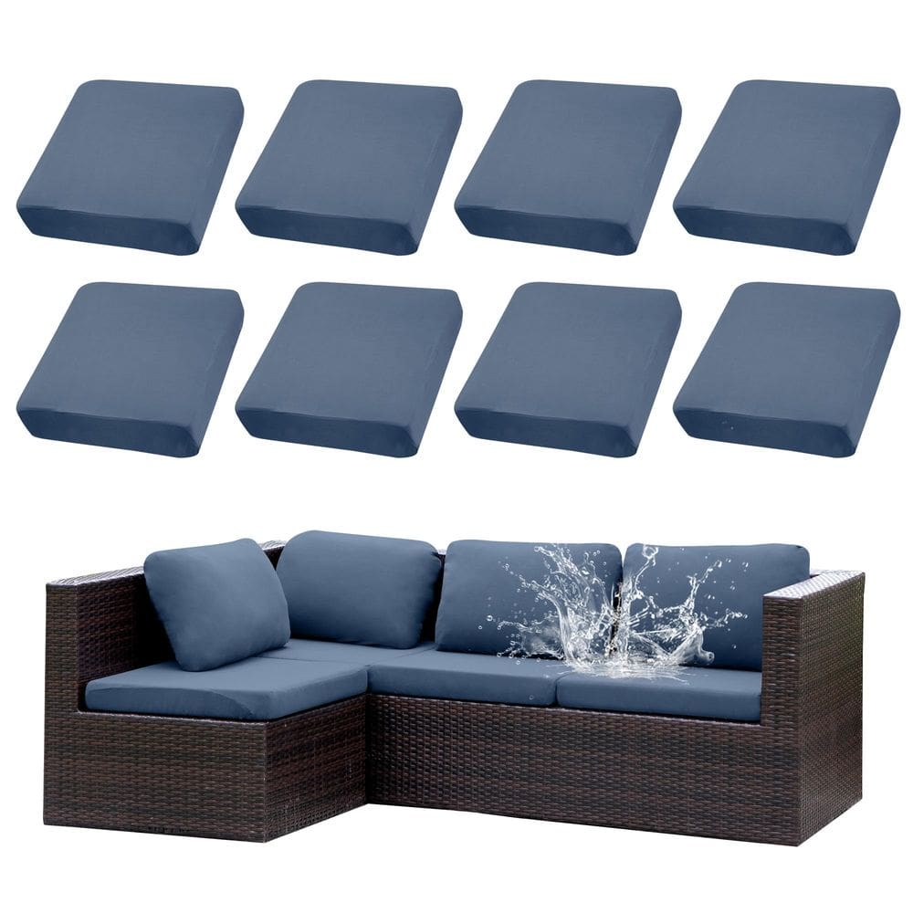 Capas de almofada externas SUKAIKEQA impermeáveis, 8 unidades, azul acinzentado