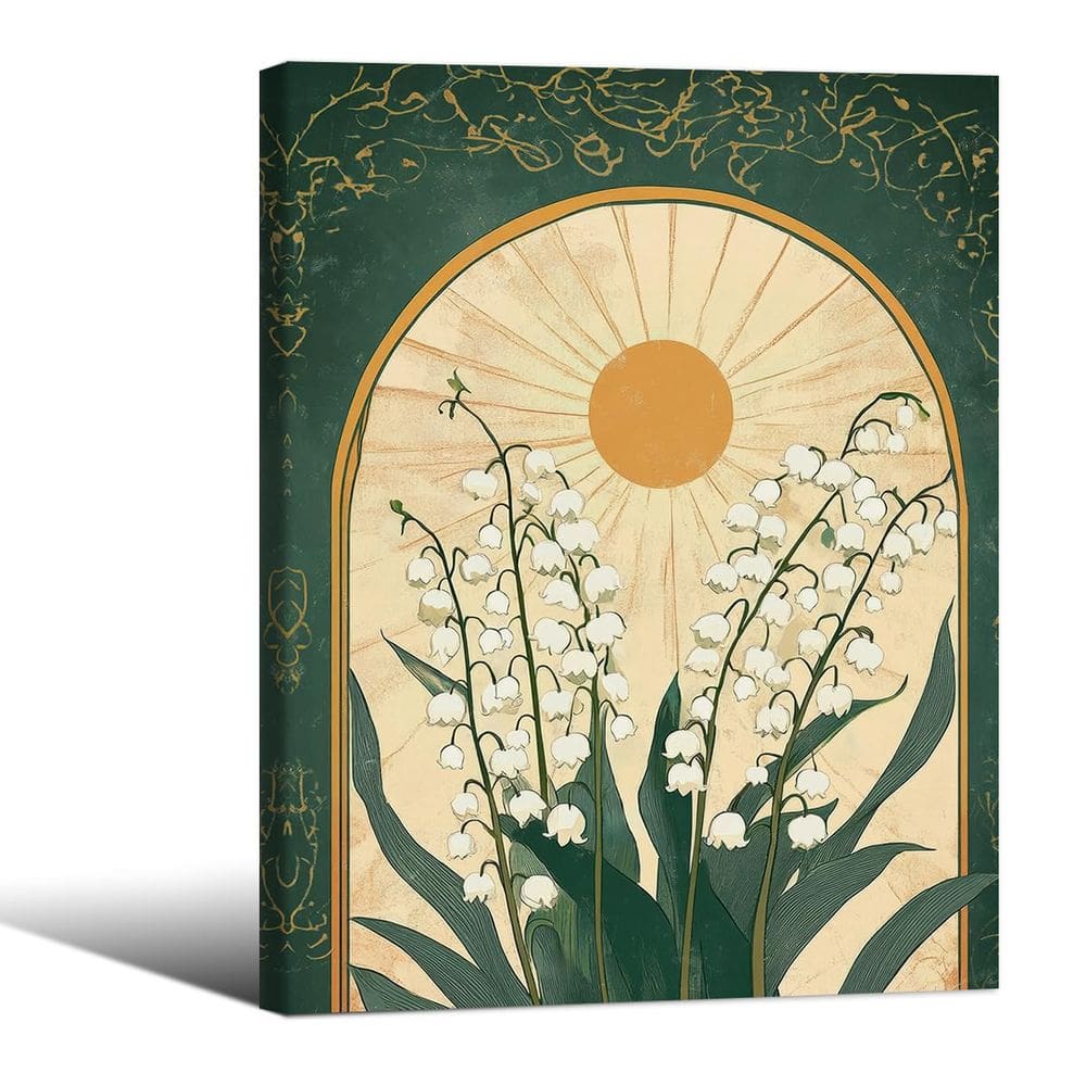 Pôster verde vintage de Lily of The Valley com arte de parede 20x25cm