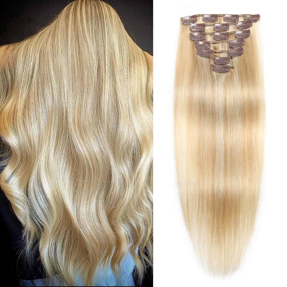 Clip in Hair Extensions Gampacy 100% Brazilian Remy Human Hair