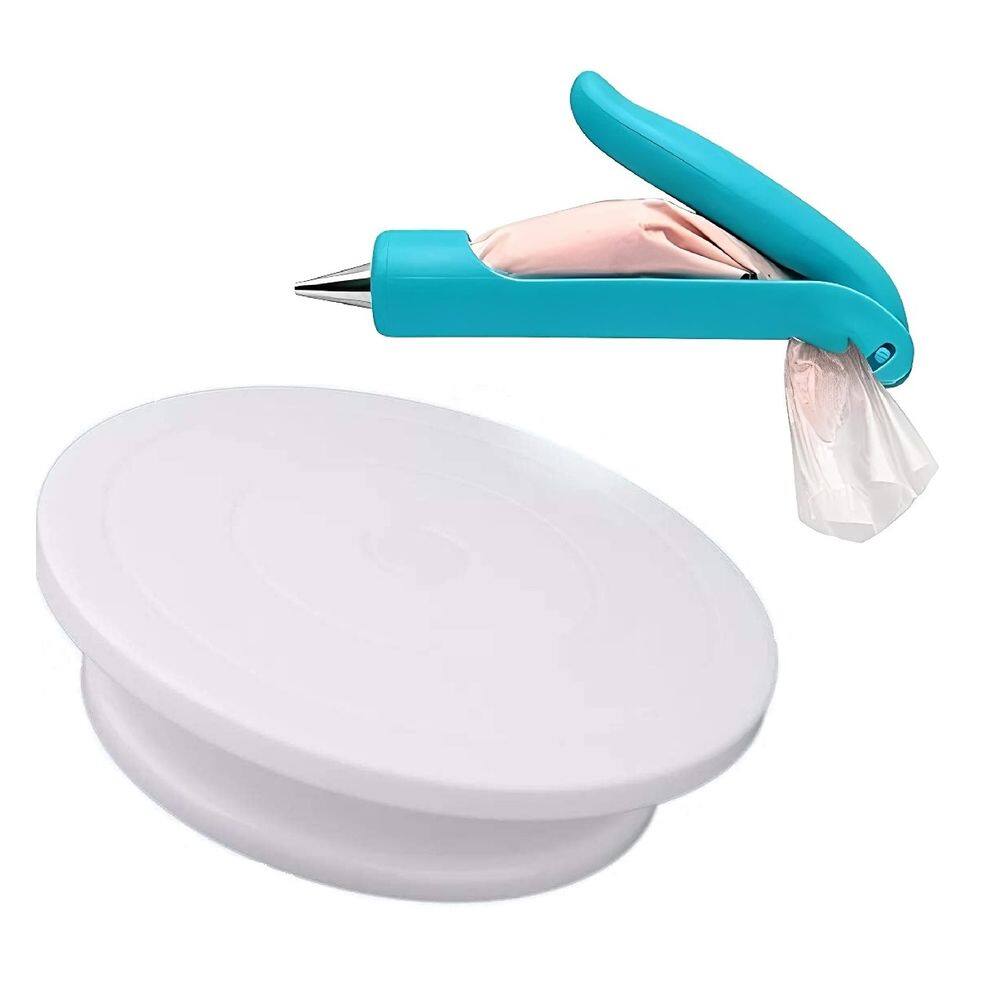 Kit Prato Giratório Bailarina Com Caneta Para Confeitar Bolos