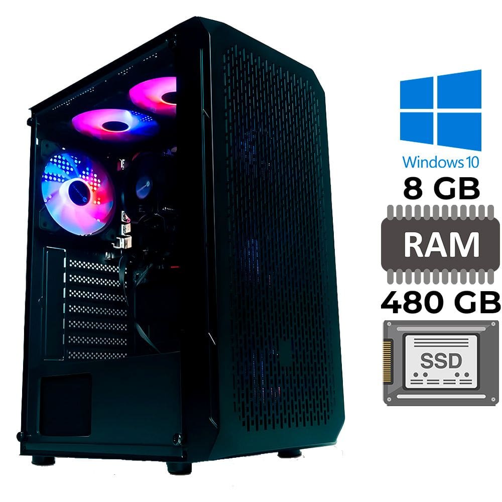 Computador Gamer Ryzen 5 5500, RAM 8GB DDR4, SSD 480GB, Gab MT-G220BK, GTX550Ti, Fonte 500W, 4 Cooler Fan, Windows 10