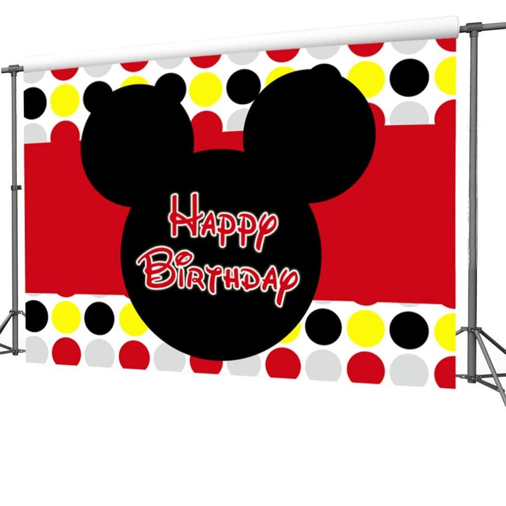 Pano de fundo fotográfico zlhcgd Mickey Mouse 7 x 5 pés para festa infantil