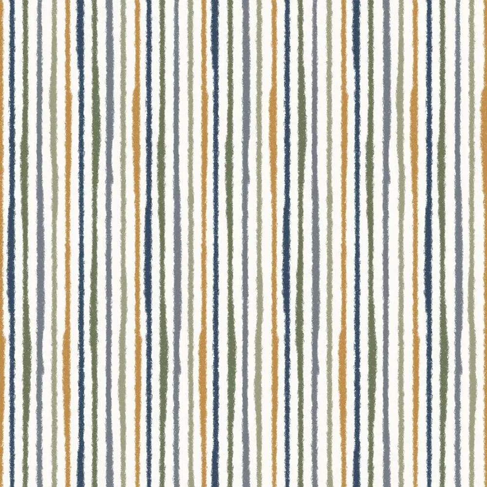 Papel de Parede Revoada Listrado Aquarela Azul, Verde e Amarela 4423