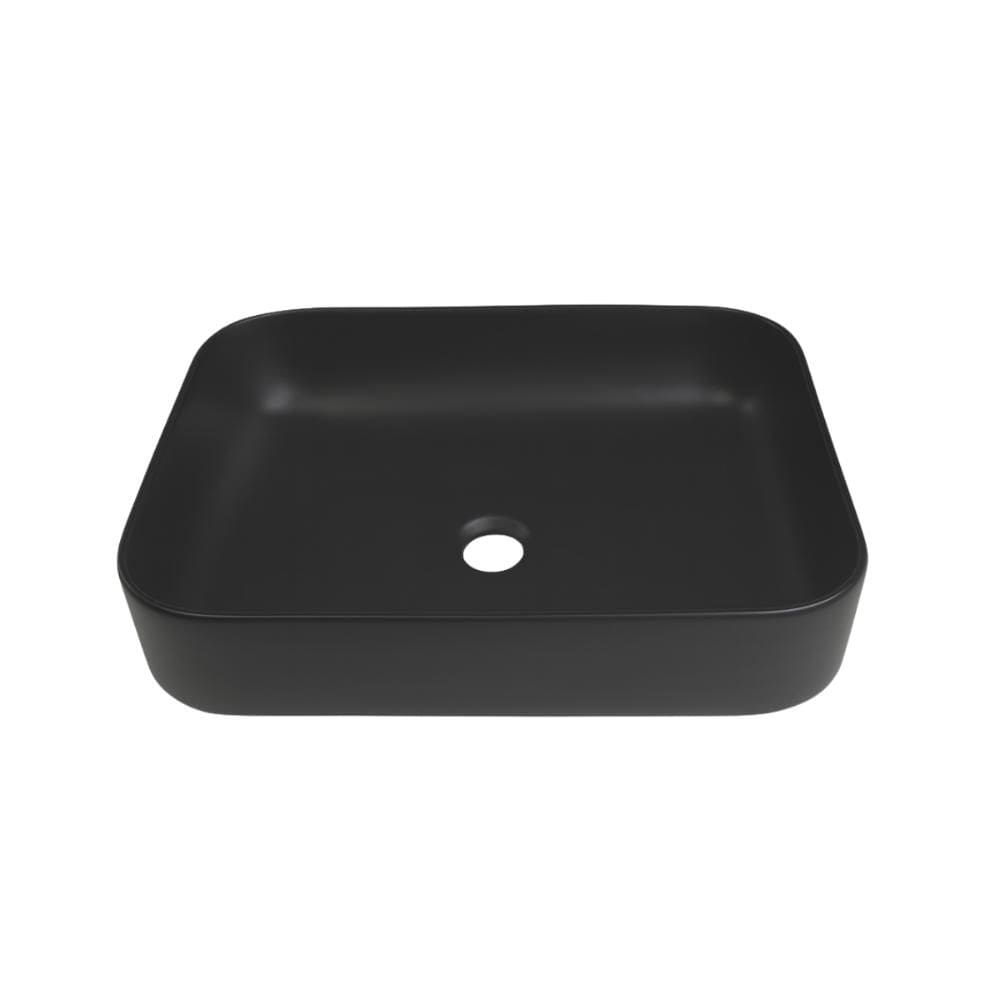 Cuba de Apoio Slim Retangular Sem Válvula para Banheiro Louça Cerâmica 50,5x39,5cm Fluorita Pingoo.casa - Preto Fosco
