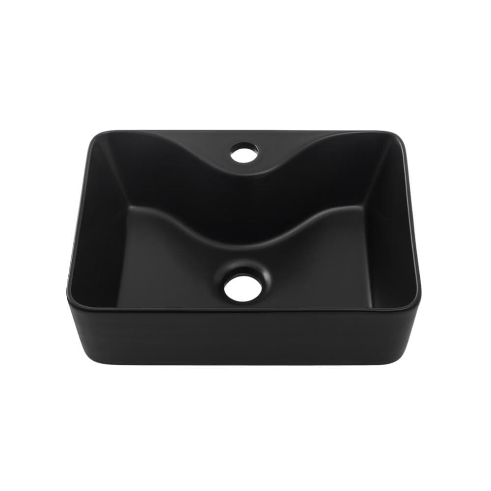Cuba de Apoio Slim Retangular Sem Válvula para Banheiro Louça Cerâmica 40x30cm Cornalina Pingoo.casa - Preto Fosco