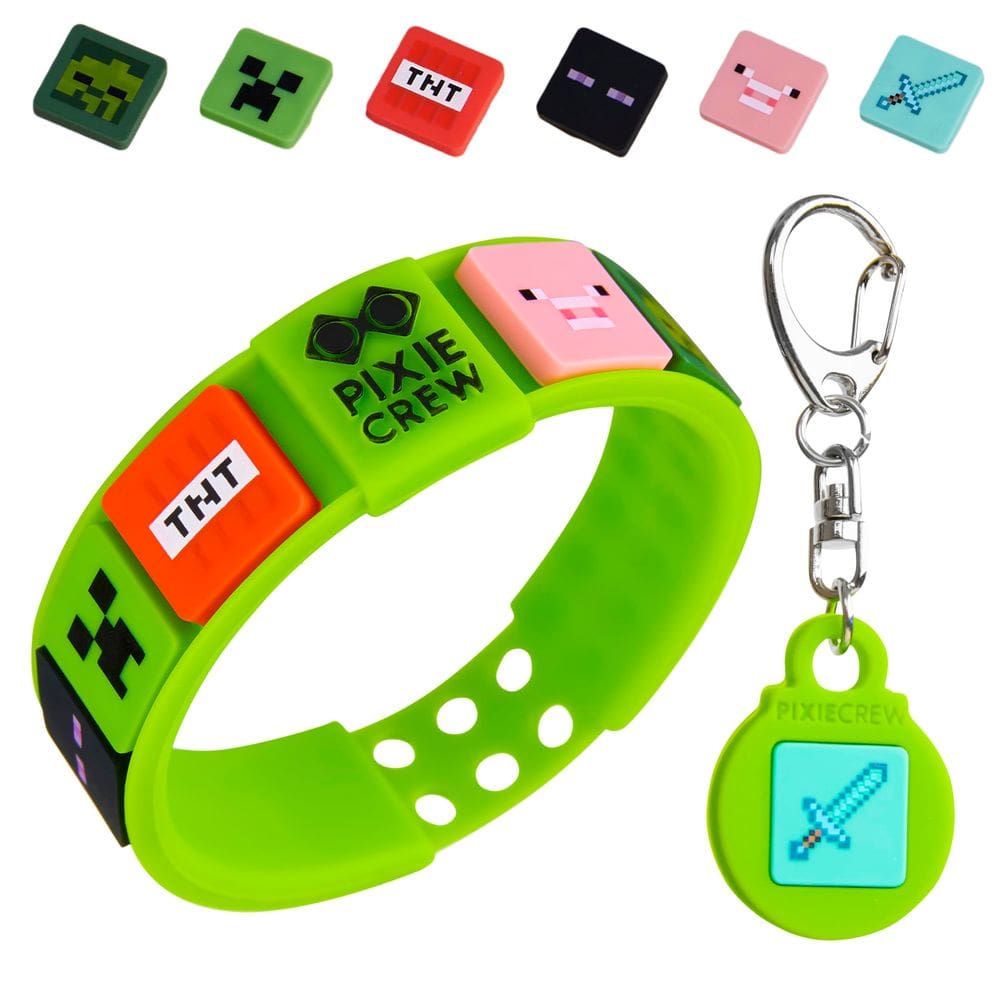 Conjunto de chaveiros e pulseiras de silicone Minecraft Kids