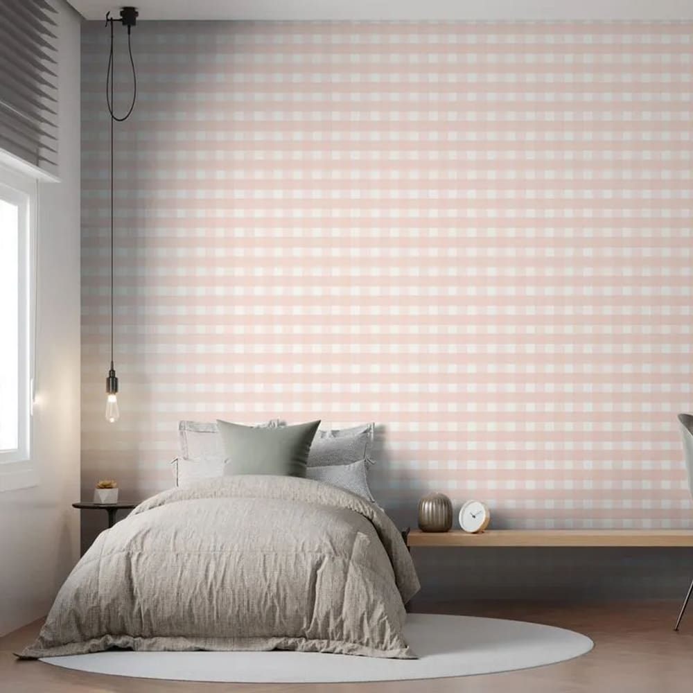 Papel de Parede Revoada Xadrez Vichi Rosa 4403