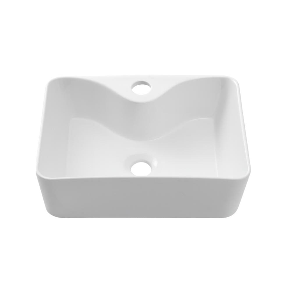 Cuba de Apoio Slim Retangular Sem Válvula para Banheiro Louça Cerâmica 40x30cm Cornalina Pingoo.casa - Branco