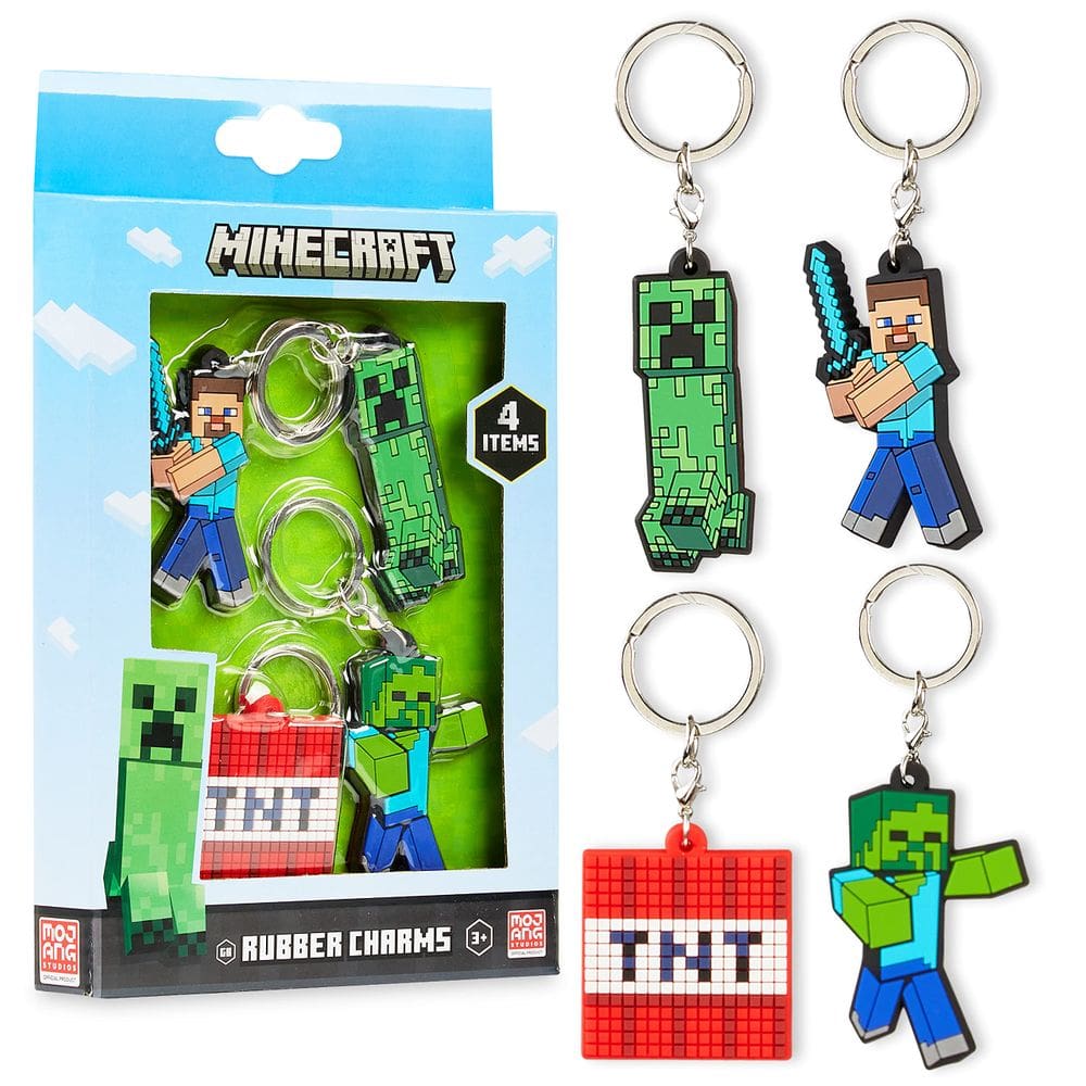 Conjunto de chaveiros e pulseiras de silicone Minecraft Kids