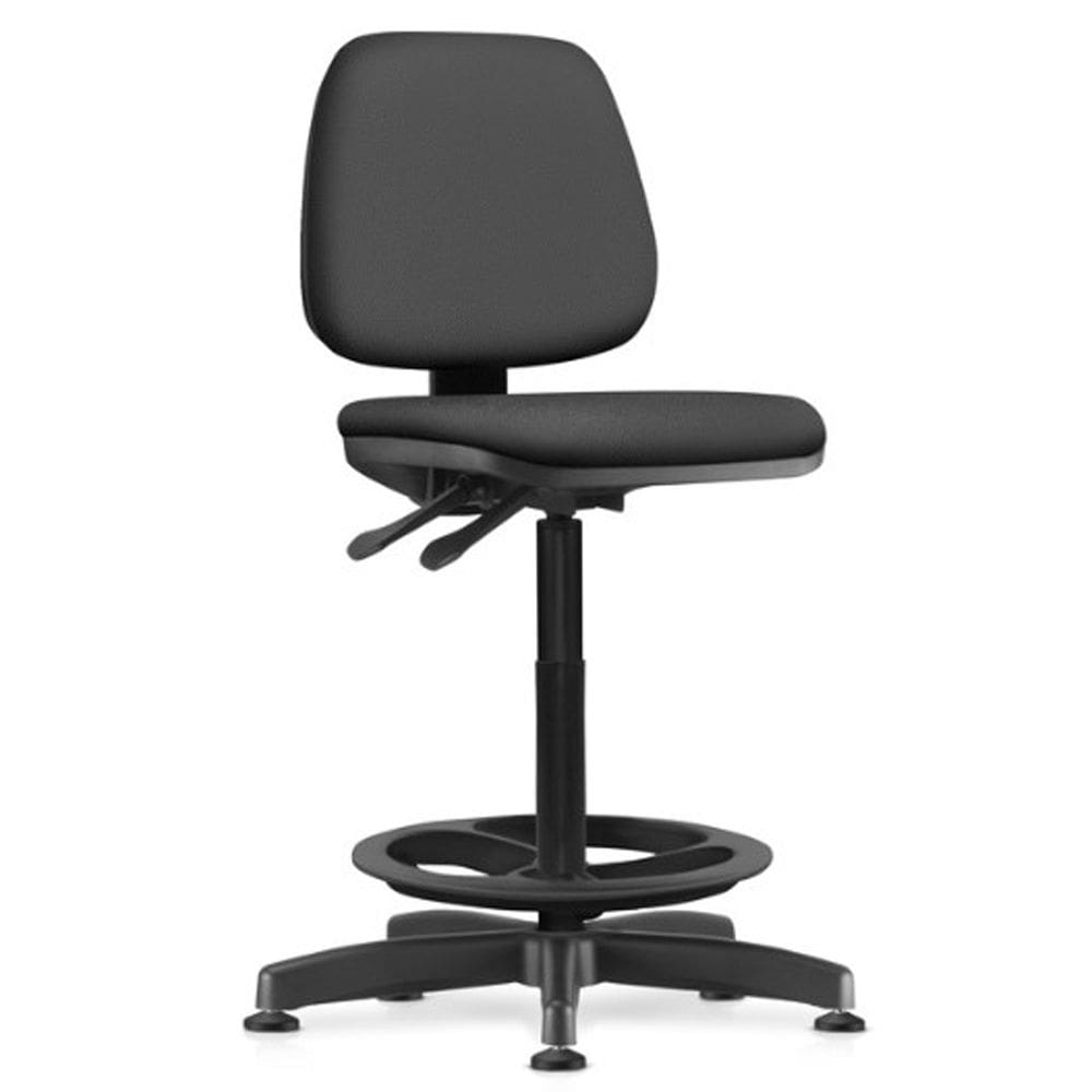 Cadeira Caixa Alta Giratória Estofada Work F02 Sintético Preto - Lyam Decor