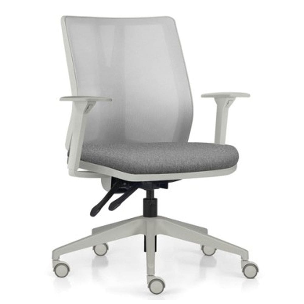 Cadeira de Escritório Giratória Diretor Flow F02 Base Cinza Linho Cinza Escuro - Lyam Decor