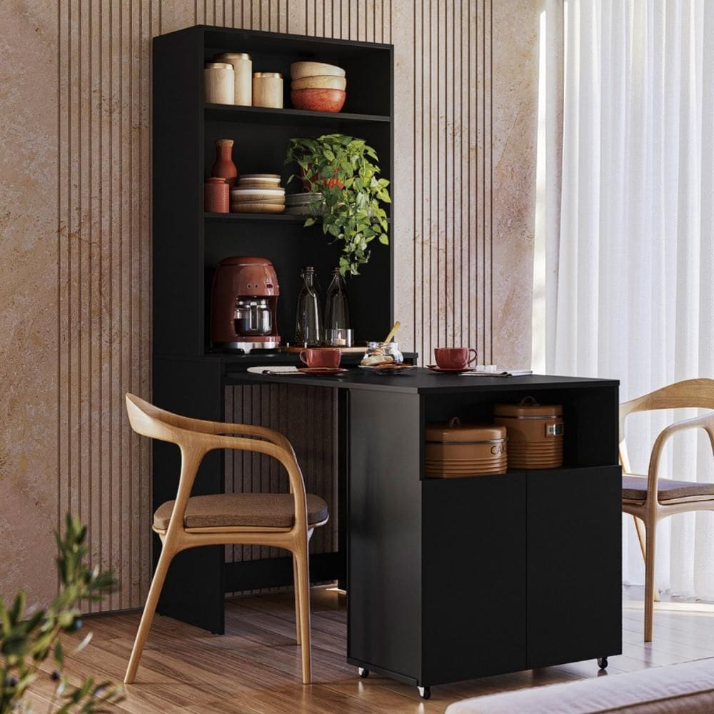 Mesa Com Estante Espaço Café Amazonas Preto