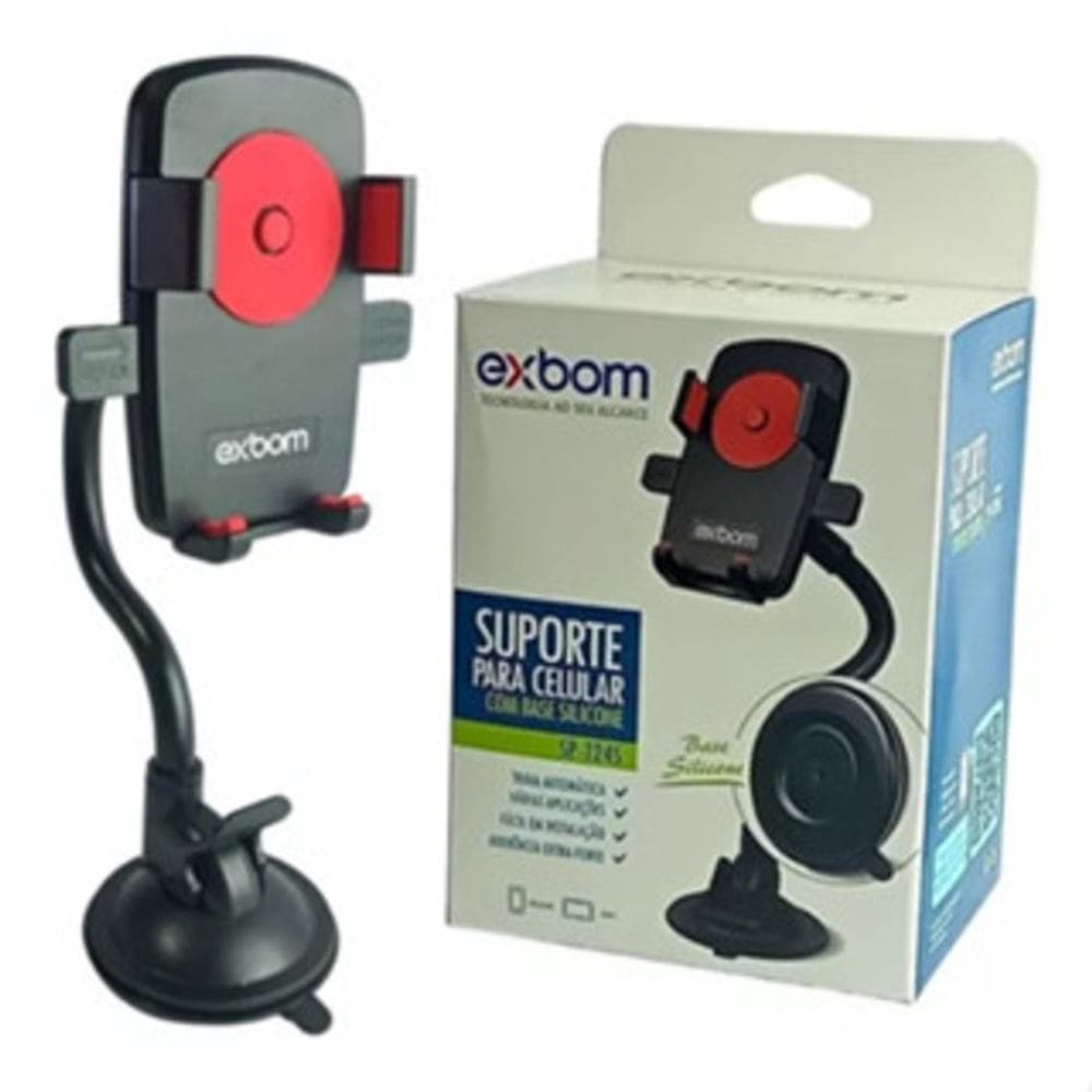 Suporte Veicular Universal para Celular Exbom com Trava Auto