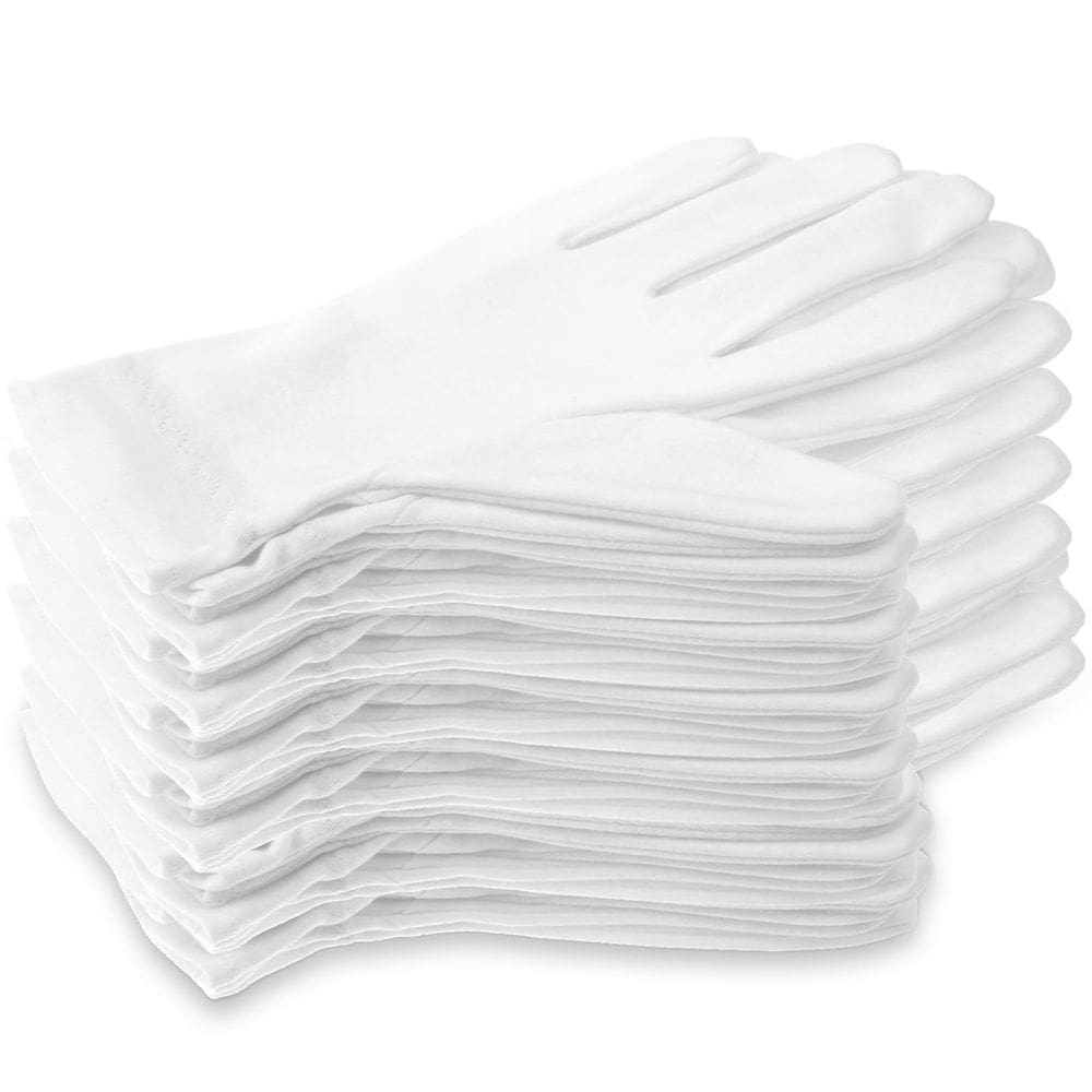 Luvas de algodão Selizo 100% brancas para eczema, 12 pares