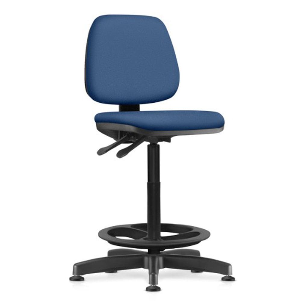 Cadeira Caixa Alta Giratória Estofada Work F02 Crepe Azul - Lyam Decor