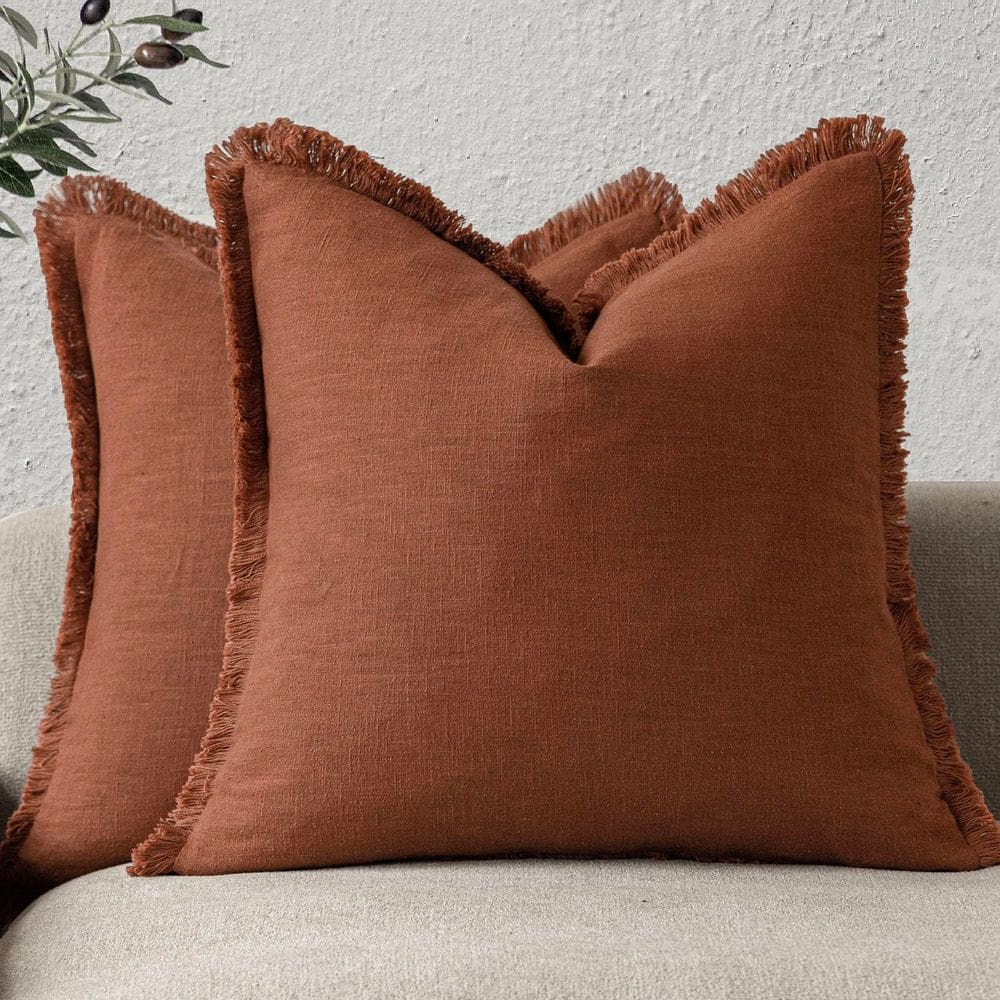 Capas de almofada Findtower Linen Fringe 40x40cm Rust Orange