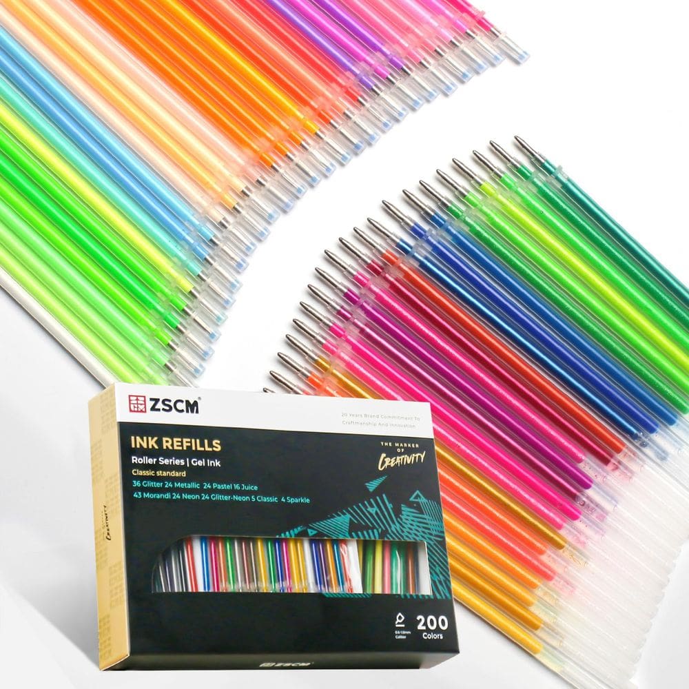 Recargas de tinta de caneta de gel ZSCM 200 cores para livros de colorir para adultos