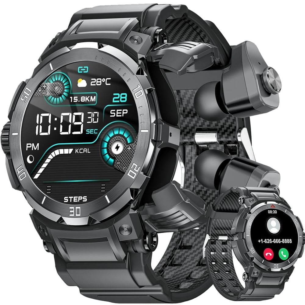 Relógio inteligente FANCHENGZI Military com fones de ouvido Bluetooth IP67 para homens