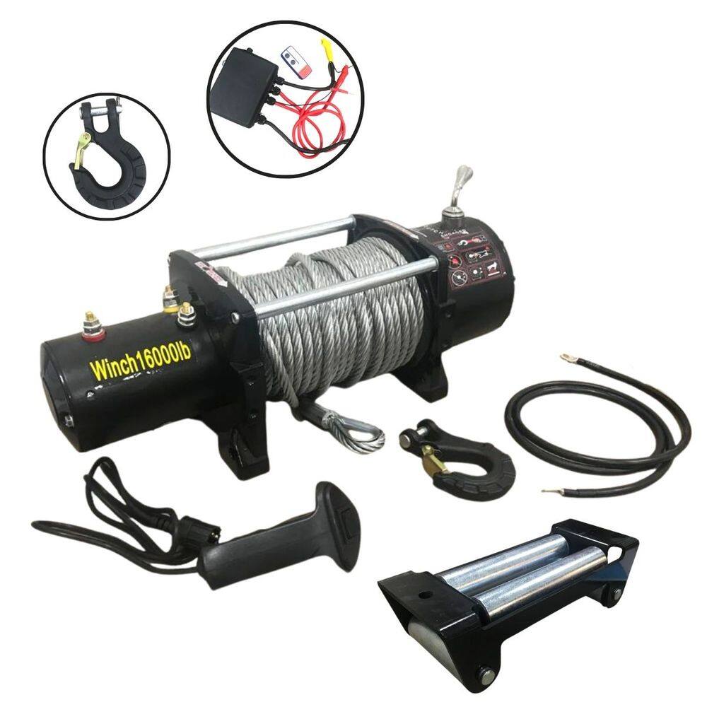 Guincho Elétrico 12V 24V 16000 LB Cabo Aço 24 metros Controle Remoto 7272 Kg Importway Iwge-16000