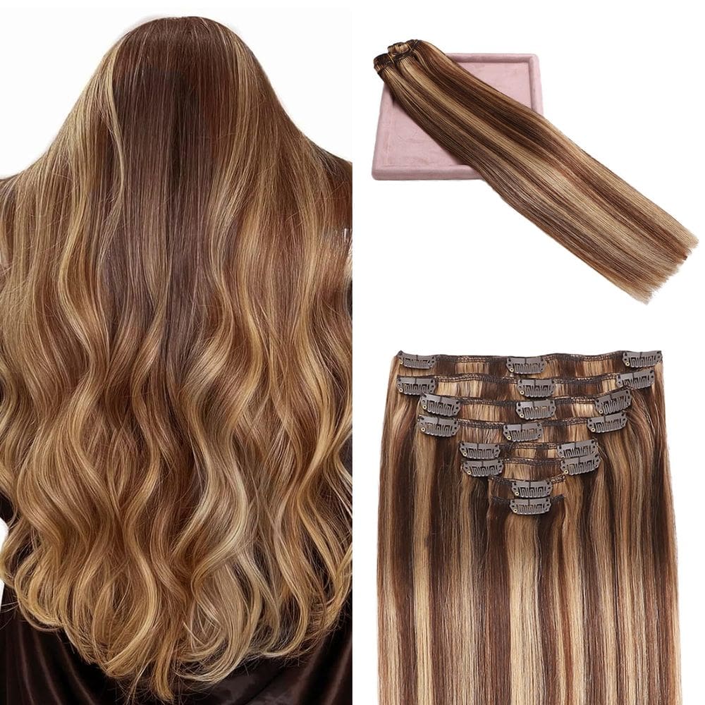 Clip in Hair Extensions POGINJA Real Human Hair 20 polegadas 105g