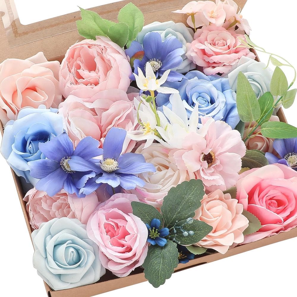 Flores artificiais Floroom Pink Blush Blue Roses Peônias