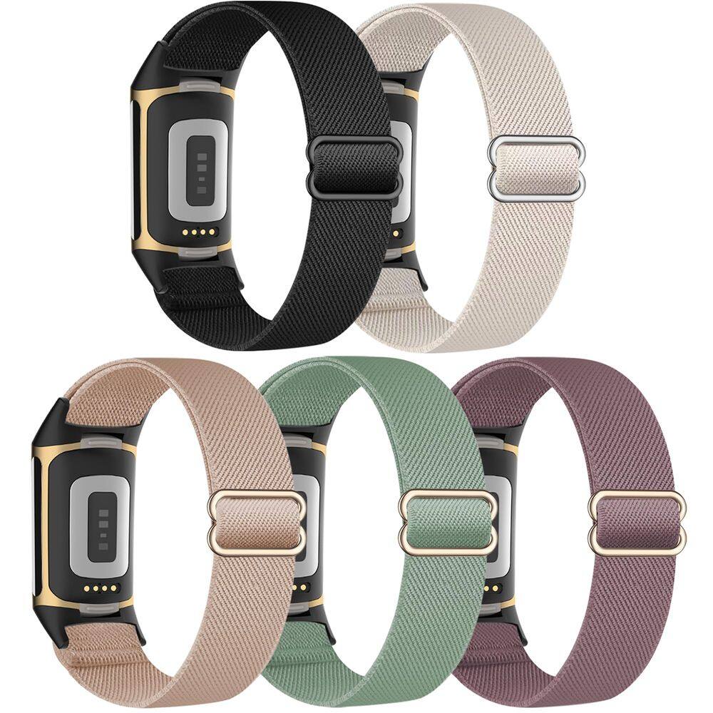 Pulseiras de relógio Folavii Stretchy Nylon para Fitbit Charge 6/5