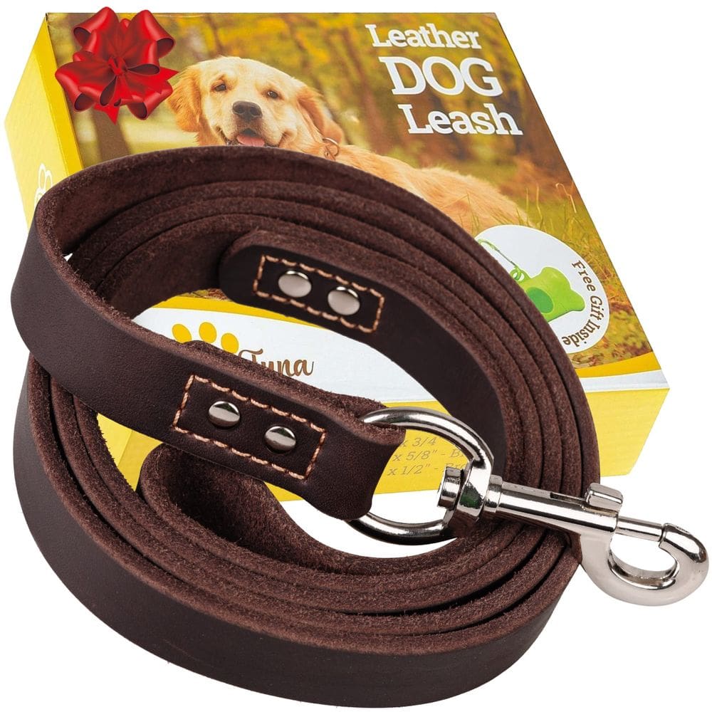 Coleira de couro para cães ADITYNA Soft Strong Heavy Duty 180 cm marrom