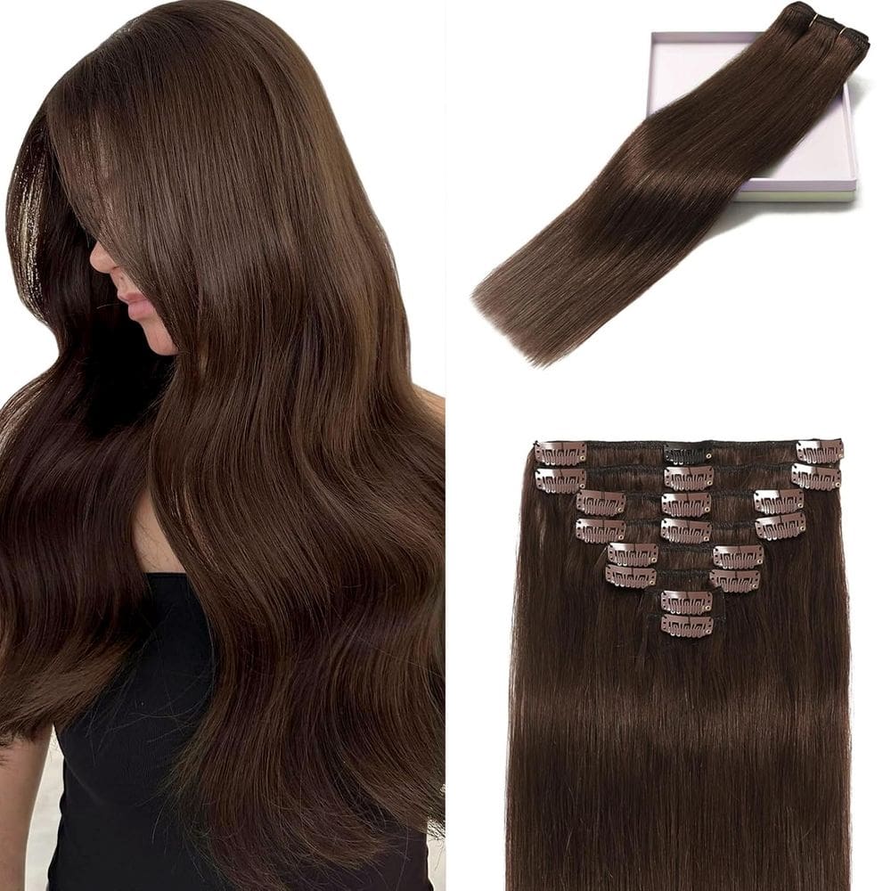 Clip in Hair Extensions POGINJA Real Human Hair 20 polegadas 105g