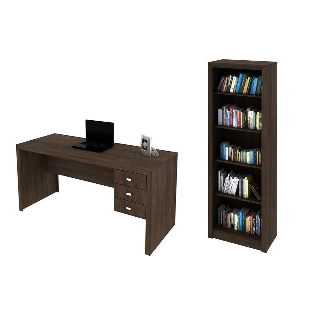 Escritório com Mesa para Computador e Armário Rústico - FdECOR