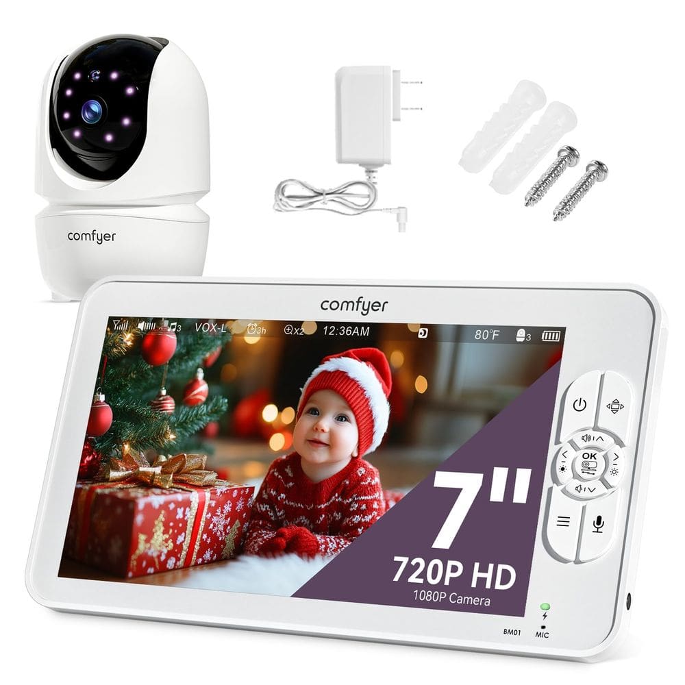 Monitor de vídeo para bebês Comfyer com câmera e áudio 720P HD